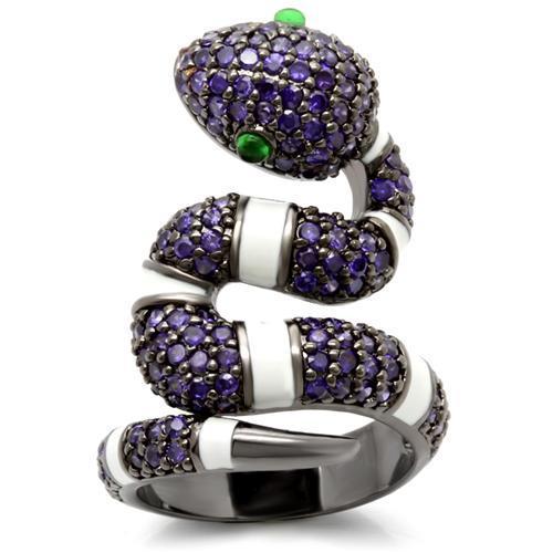 JCE184 Ruthenium Brass Ring with AAA Grade CZ  in Multi Color