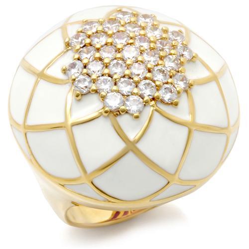 JCE206 Gold Brass Ring with AAA Grade CZ  in Clear