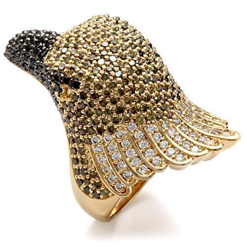 JCE084 Gold+Ruthenium Brass Ring with AAA Grade CZ  in Multi Color
