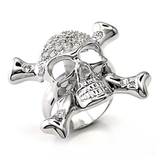 JCE2188 Rhodium 925 Sterling Silver Ring with AAA Grade CZ  in Clear