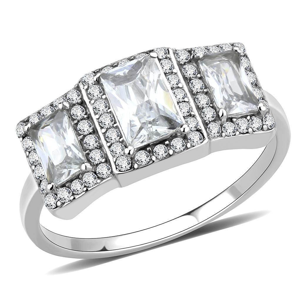 JCE322 No Plating Stainless Steel Ring with AAA Grade CZ  in Clear