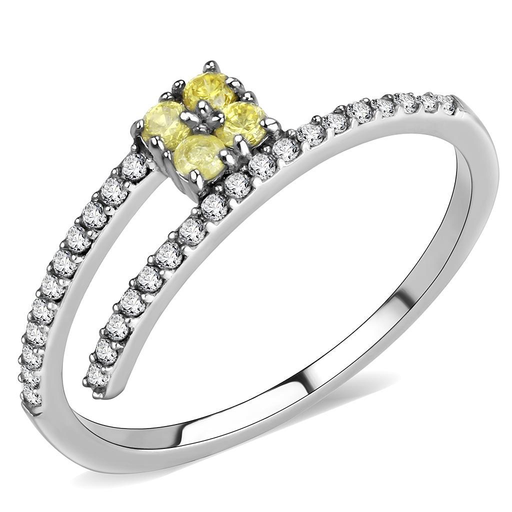 JCE338 No Plating Stainless Steel Ring with AAA Grade CZ  in Topaz