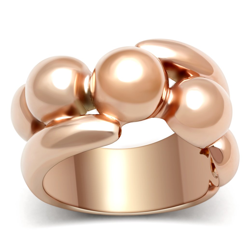 JCE158 IP Rose Gold(Ion Plating) Brass Ring with No Stone