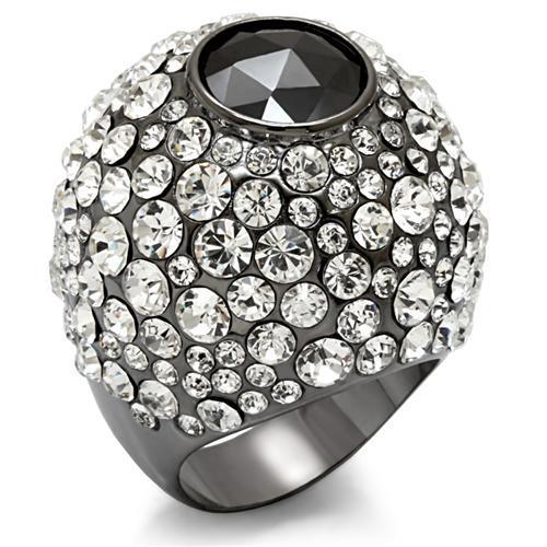 JCE1629 TIN Cobalt Black Brass Ring with AAA Grade CZ  in Black Diamond