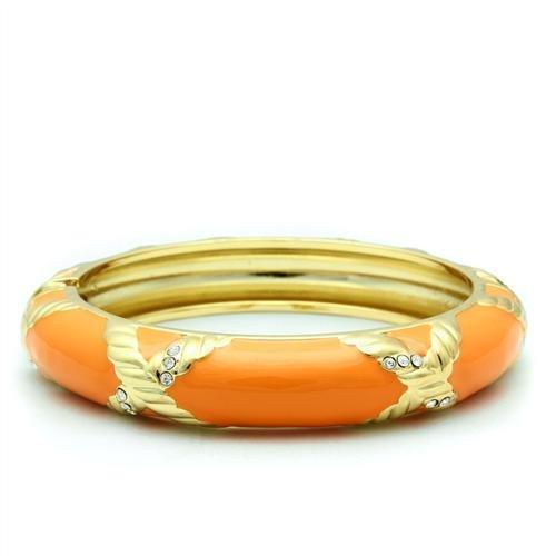JCE1956 Gold White Metal Bangle with Top Grade Crystal  in Clear