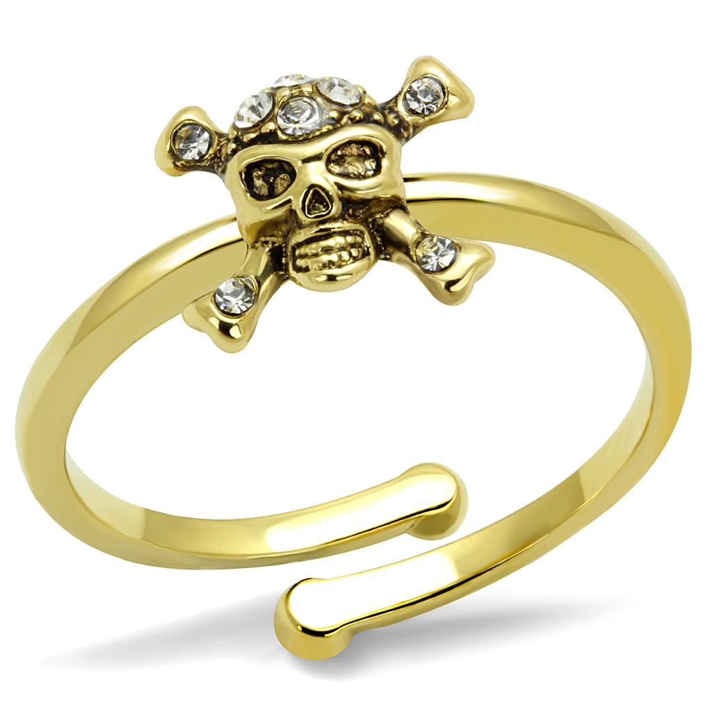 JCE4056 Flash Gold Brass Ring with Top Grade Crystal  in Clear