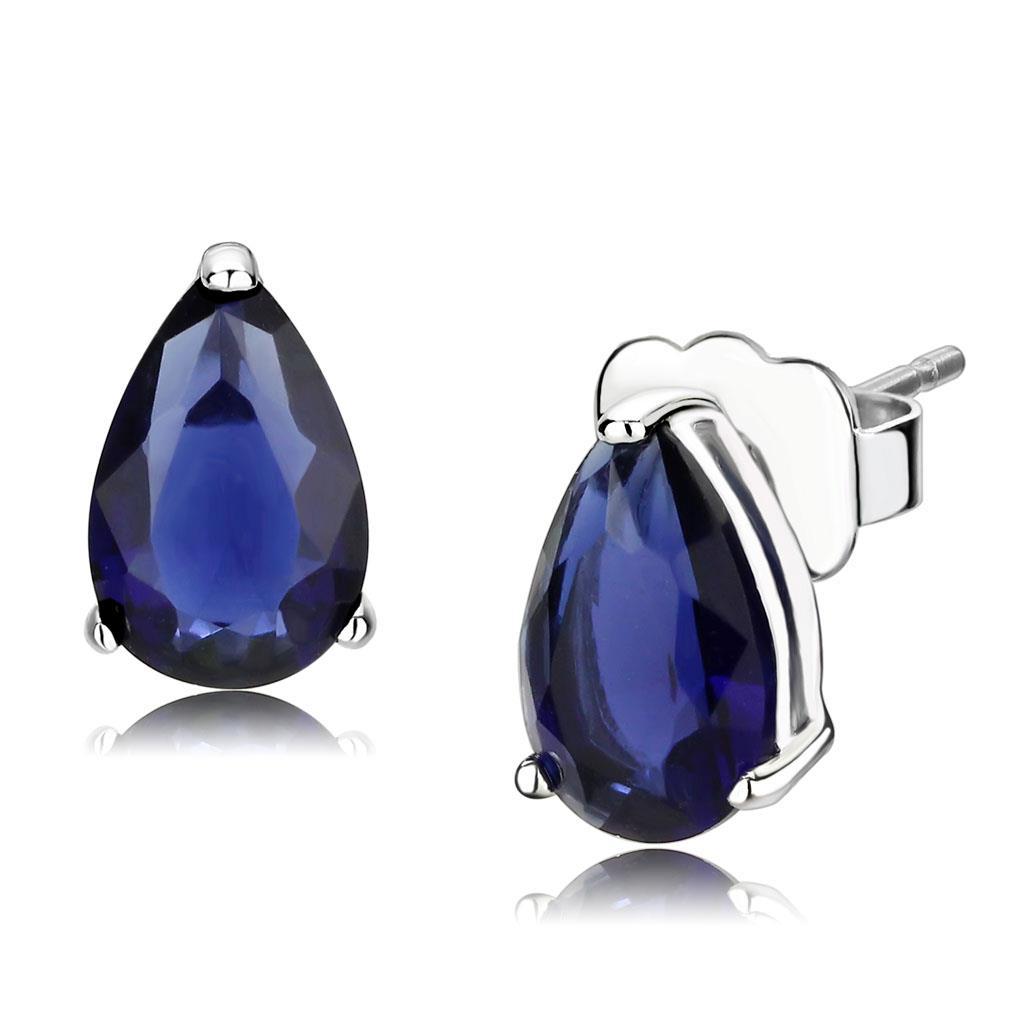 JCE4672 Rhodium 925 Sterling Silver Earrings with AAA Grade CZ  in Clear