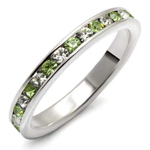 JCEAS912 High-Polished 925 Sterling Silver Ring with Top Grade Crystal  in Peridot