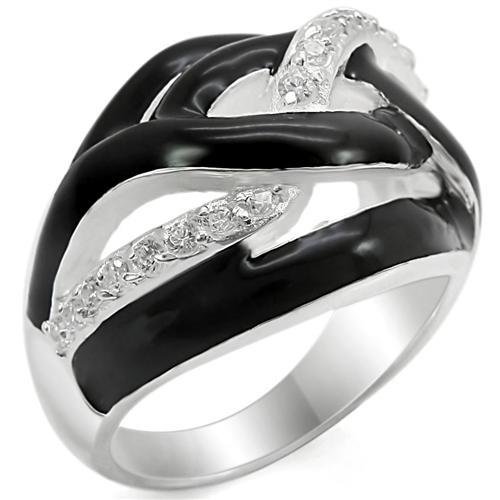 JCES346 Silver 925 Sterling Silver Ring with AAA Grade CZ  in Clear