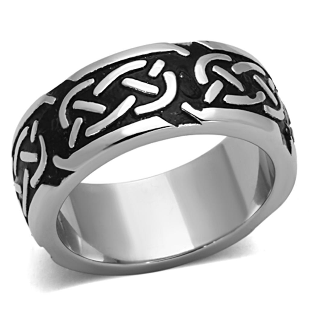 JCE1197 High polished (no plating) Stainless Steel Ring with Epoxy  in Jet
