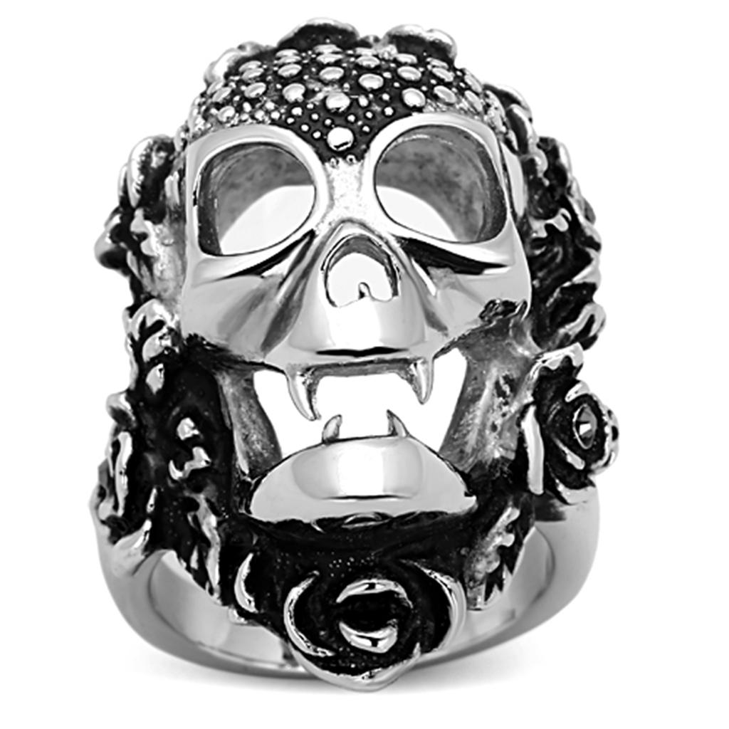 JCE1203 High polished (no plating) Stainless Steel Ring with Top Grade Crystal  in Black Diamond