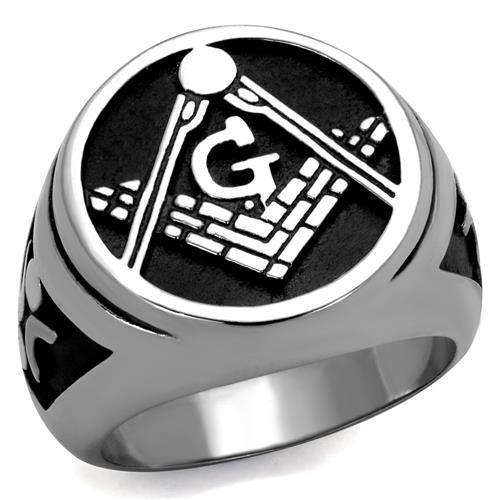 JCE2315 High polished (no plating) Stainless Steel Ring with Epoxy  in Jet