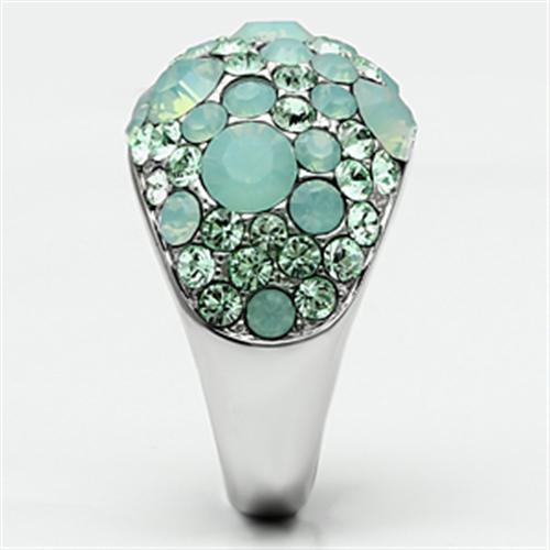 JCE641 High polished (no plating) Stainless Steel Ring with Top Grade Crystal  in Multi Color